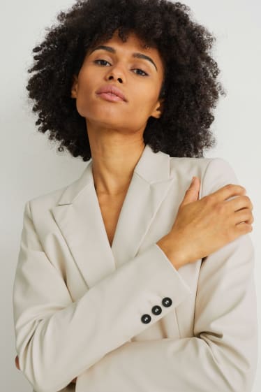 Femmes - Blazer - regular fit - similicuir - blanc crème