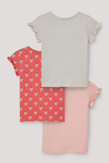 Niñas - Pack de 3 - camisetas de manga corta - fucsia