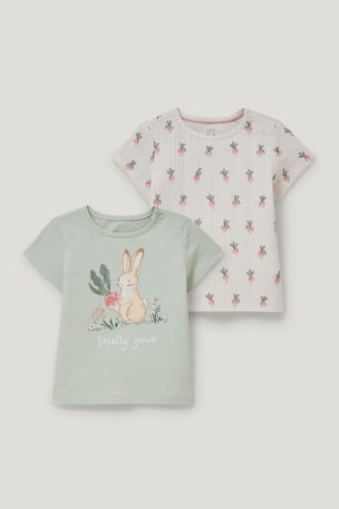 Baby Girls - Set van 2 - baby-T-shirt - mintgroen
