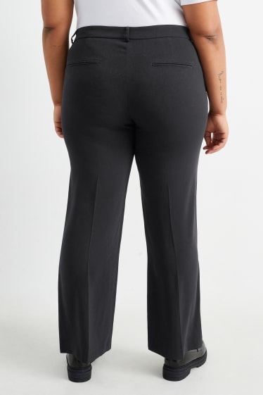 Femmes - Pantalon de toile - mid waist - straight fit - noir