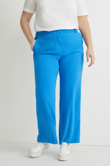 Damen - Stoffhose - Mid Waist - Straight Fit - blau