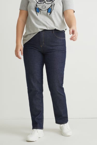 Dames - Straight jeans - high waist - LYCRA® - jeansdonkerblauw