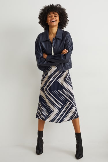 Mujer - Falda plisada - estampada - azul / beis