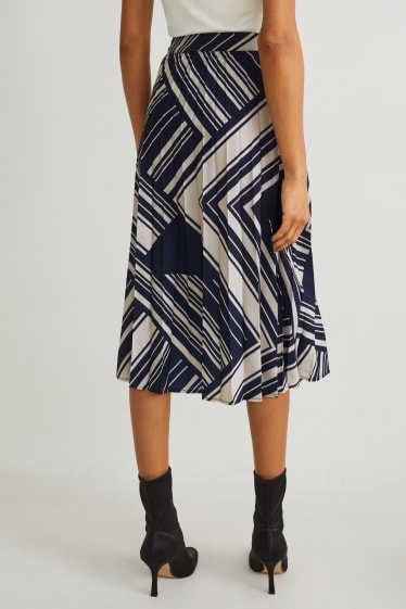 Mujer - Falda plisada - estampada - azul / beis
