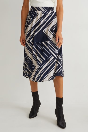Mujer - Falda plisada - estampada - azul / beis