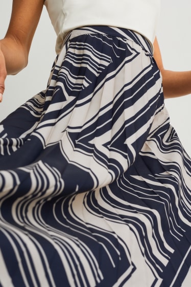 Mujer - Falda plisada - estampada - azul / beis
