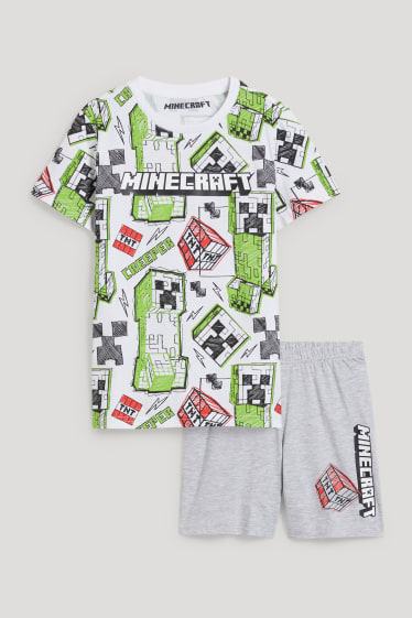 Chlapecké - Minecraft - letní pyžamo - bílá/šedá