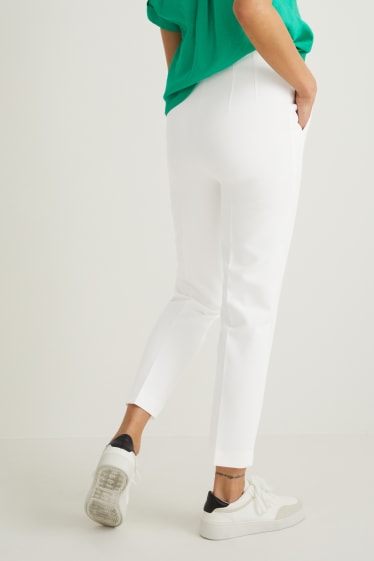 Femmes - Pantalon de toile - high waist - cigarette fit - blanc