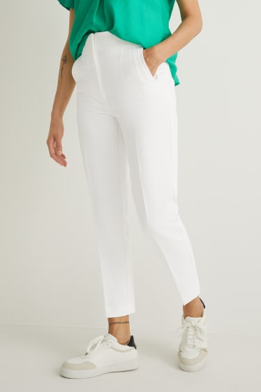 Femmes - Pantalon de toile - high waist - cigarette fit - blanc