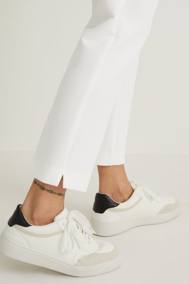 Femmes - Pantalon de toile - high waist - cigarette fit - blanc