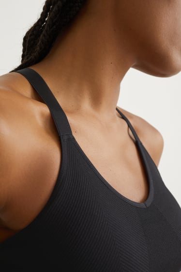 Damen - Funktions-BH - wattiert - Yoga - schwarz