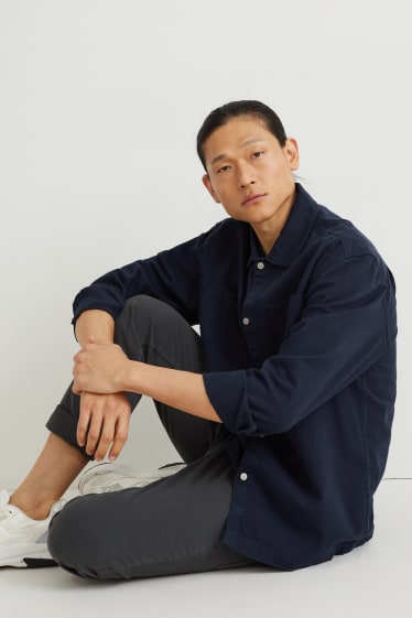 Hommes - Chemise - regular fit - col kent - bleu foncé