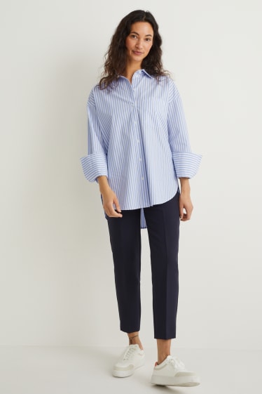 Dona - Brusa - oversized - de ratlles - blau/blanc