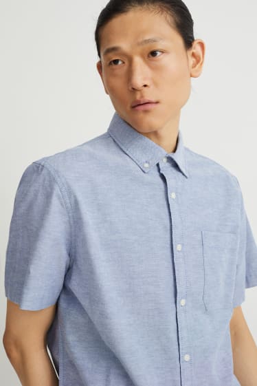 Hommes - Chemise - regular fit - col button-down - coton bio - bleu clair