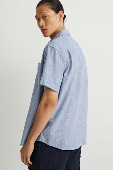 Hommes - Chemise - regular fit - col button-down - coton bio - bleu clair