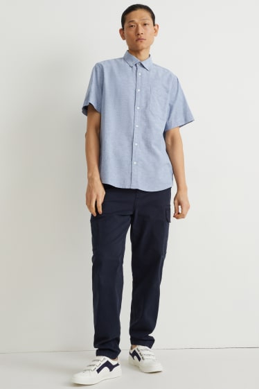 Hommes - Chemise - regular fit - col button-down - coton bio - bleu clair