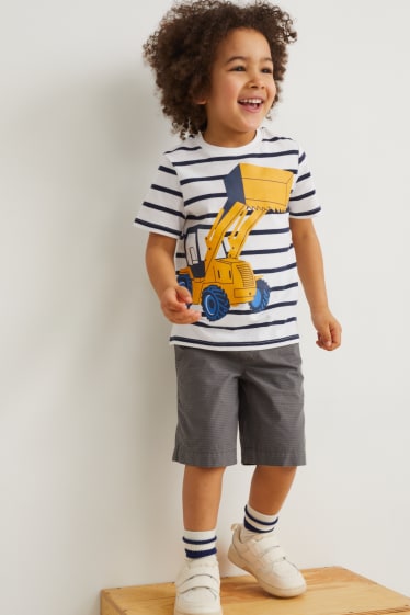 Niños - Pack de 3 - excavadoras - camisetas de manga corta - azul oscuro
