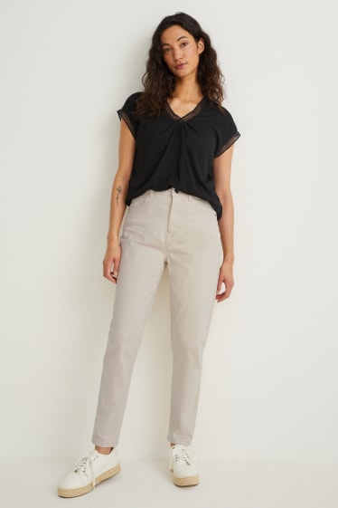 Donna - Pantaloni - vita media - regular fit - crema