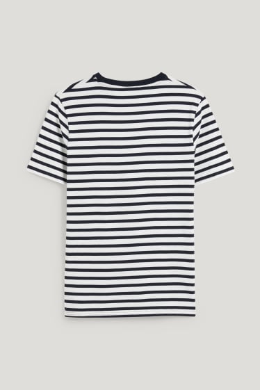 Heren - T-shirt - gestreept - donkerblauw / wit