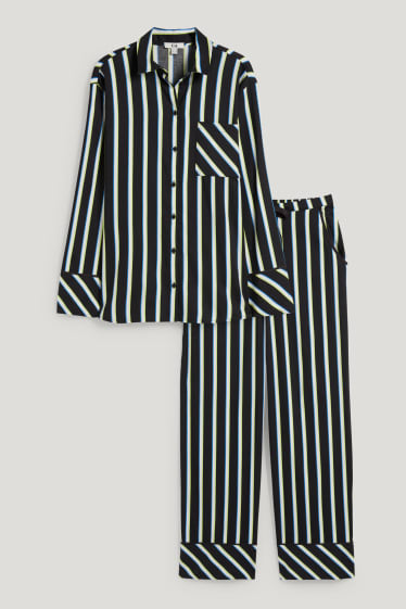 Femmes - Pyjama - à rayures - noir