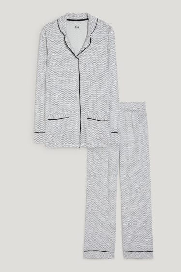 Femmes - Pyjama - avec motif - blanc crème