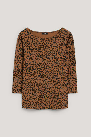 Femei - Tricou cu mânecă lungă - cu model - maro
