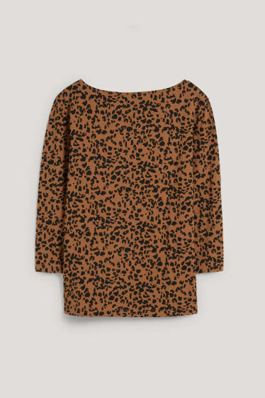 Femei - Tricou cu mânecă lungă - cu model - maro