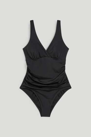 Mujer - Bañador moldeador con frunces - con relleno - LYCRA® XTRA LIFE™ - negro