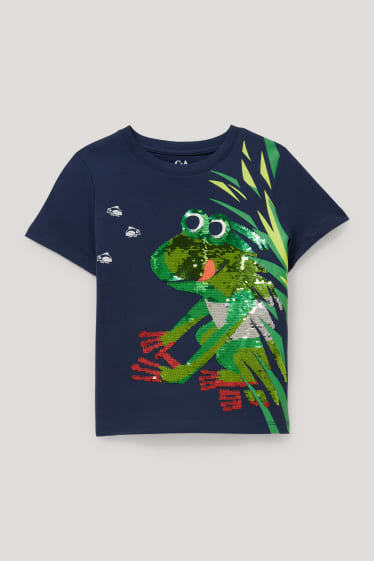 Toddler Boys - T-shirt - glanseffect - donkerblauw
