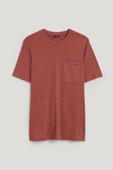 Heren - T-shirt - met gerecycled polyester - donkerbruin