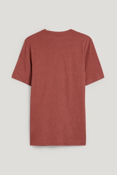 Heren - T-shirt - met gerecycled polyester - donkerbruin