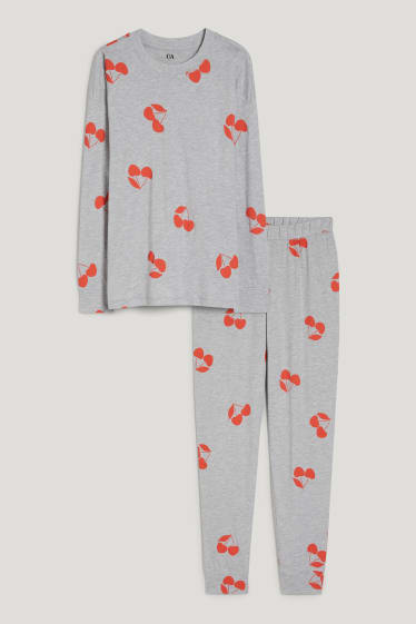 Femei - Pijama - cu model - gri deschis melanj