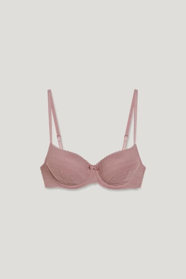 Dames - BH met beugels - FULL COVERAGE - voorgevormd - LYCRA® - donker rose