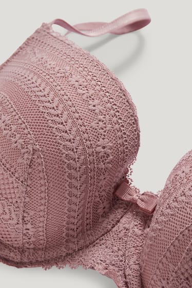 Dames - BH met beugels - FULL COVERAGE - voorgevormd - LYCRA® - donker rose