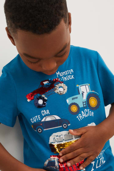 Toddler Boys - Voertuigen - T-shirt - glanseffect - blauw