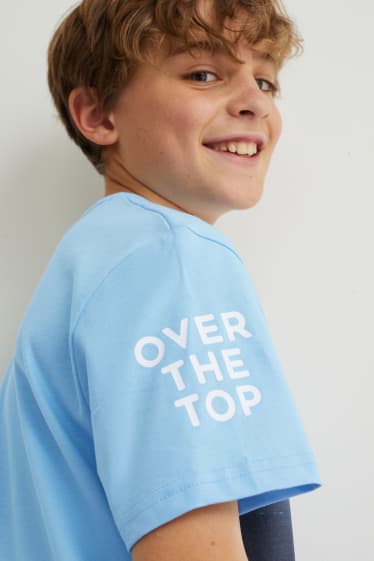 Reverskraag - T-shirt - lichtblauw