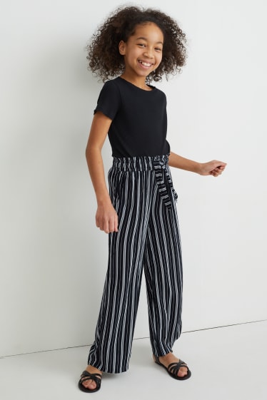 Kids Girls - Trousers - striped - black / white