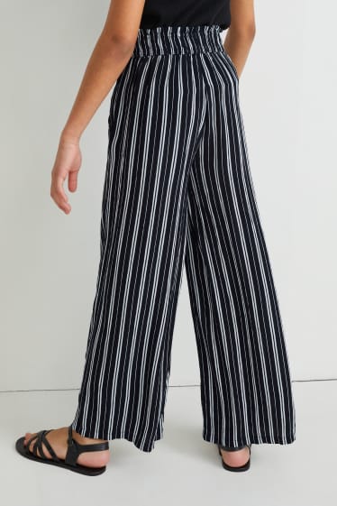 Kids Girls - Trousers - striped - black / white