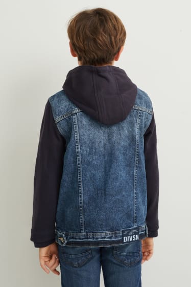 Băieți - Jachetă din denim cu glugă - denim-albastru