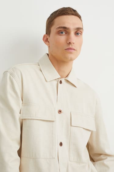 Pánské - Košile - regular fit - kent - světle béžová