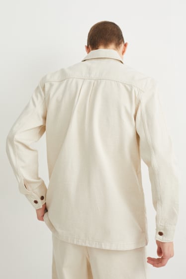 Pánské - Košile - regular fit - kent - světle béžová