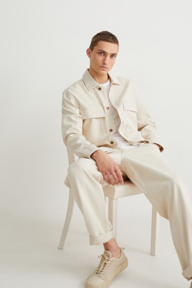Pánské - Košile - regular fit - kent - světle béžová