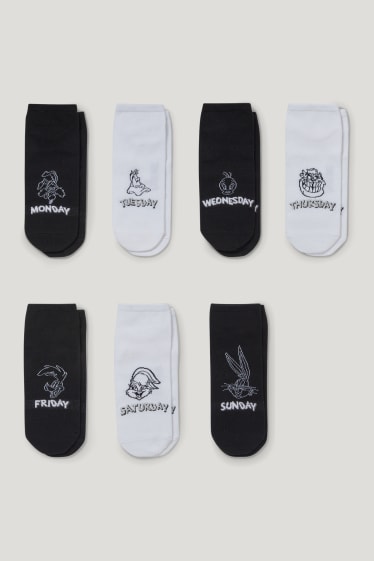Femei - Multipack 7 perechi - șosete cu motive - Looney Tunes - negru