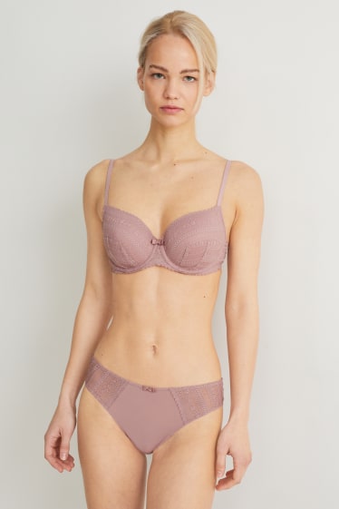 Dames - BH met beugels - FULL COVERAGE - voorgevormd - LYCRA® - donker rose