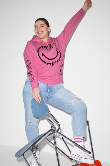 Dona XL - CLOCKHOUSE - dessuadora amb caputxa - Smileyworld® - fúcsia