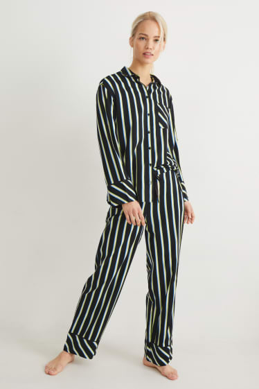 Femmes - Pyjama - à rayures - noir