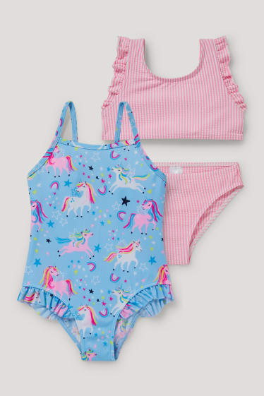 Toddler Girls - Multipack of 2 - swimsuit and bikini - LYCRA® XTRA LIFE™ - light blue