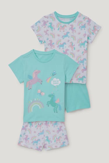 Toddler Girls - Set van 2 - eenhoorn - pyjama - 4-delig - lichtturquoise