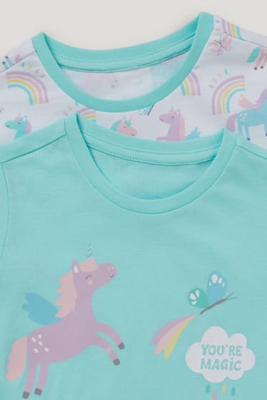 Toddler Girls - Set van 2 - eenhoorn - pyjama - 4-delig - lichtturquoise