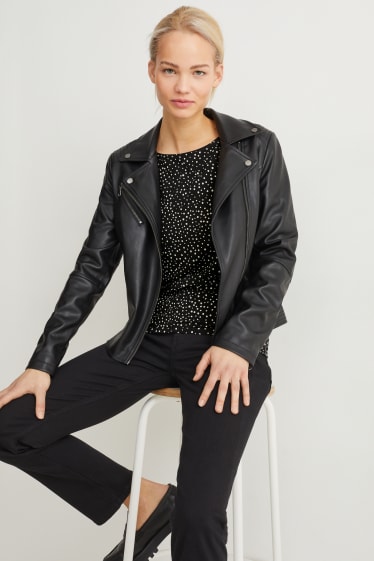 Dames - Longsleeve - met stippen - zwart